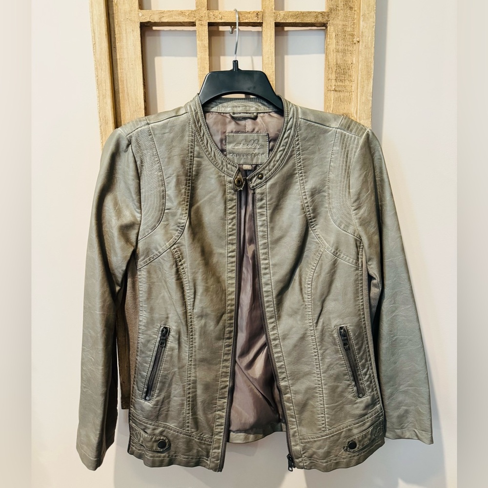 Selby Collection Taupe / Mushroom Soft Pleather Jacket